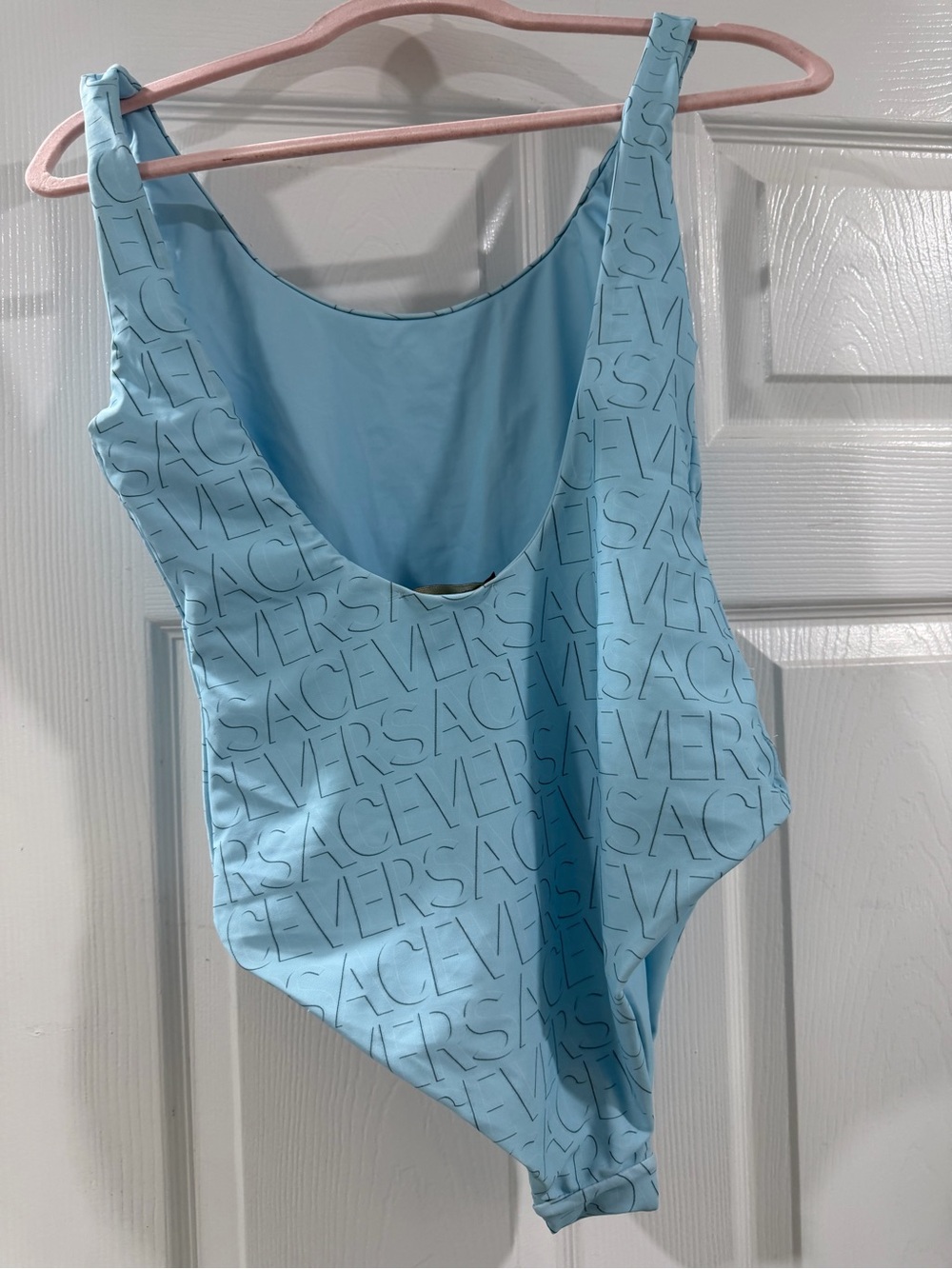 Versace Blue Embossed Logo One-Piece - Picture 4 of 8